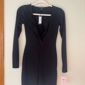 PrettyLittleThing Black Long Sleeve Onesie NWT